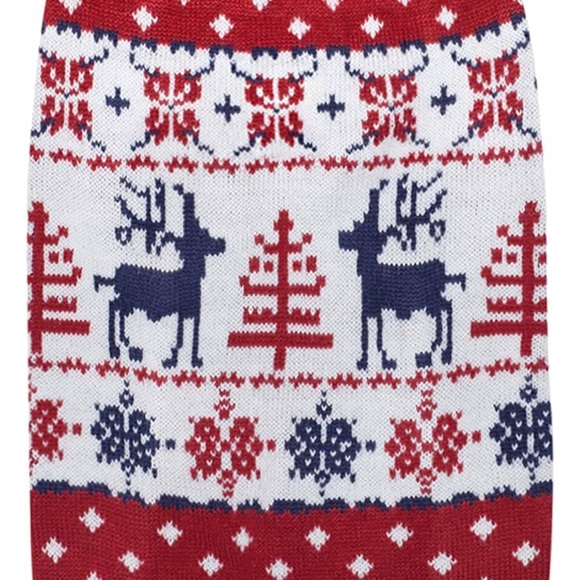 Red and White Dog Sweater with Festive Design - Picture 3 of 6